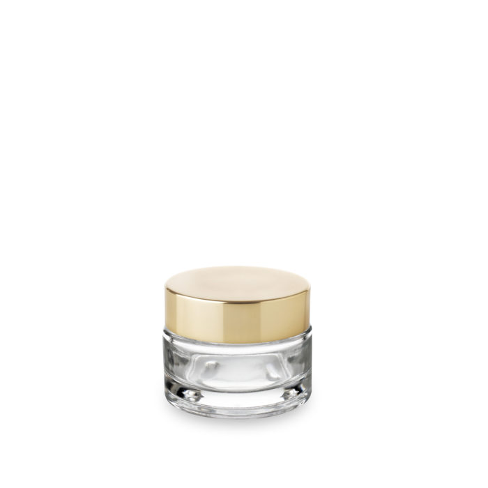 Classique 30 ml cosmetic jar with gold cap for a simple and elegant glass cosmetic packaging