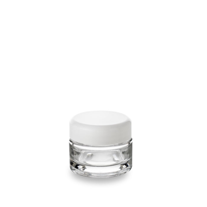 The Classique 30 ml GCMI 48/400 jar for cosmetic packaging with a white lid.