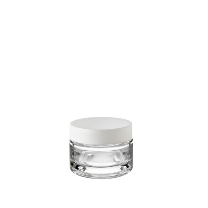 30 ml jar GCMI 48/400, cosmetic packaging with white thermoset lid