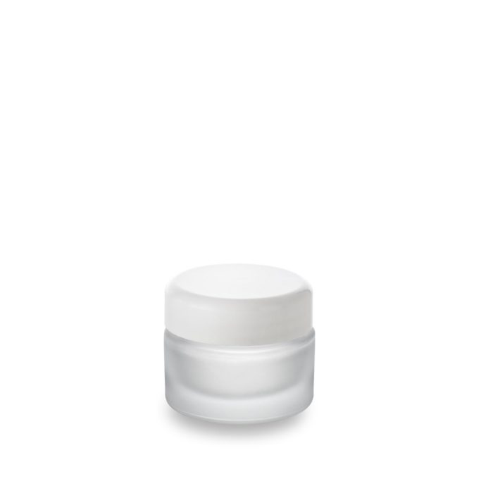 30 ml frosted glass jar GCMI 48/400 and white lid