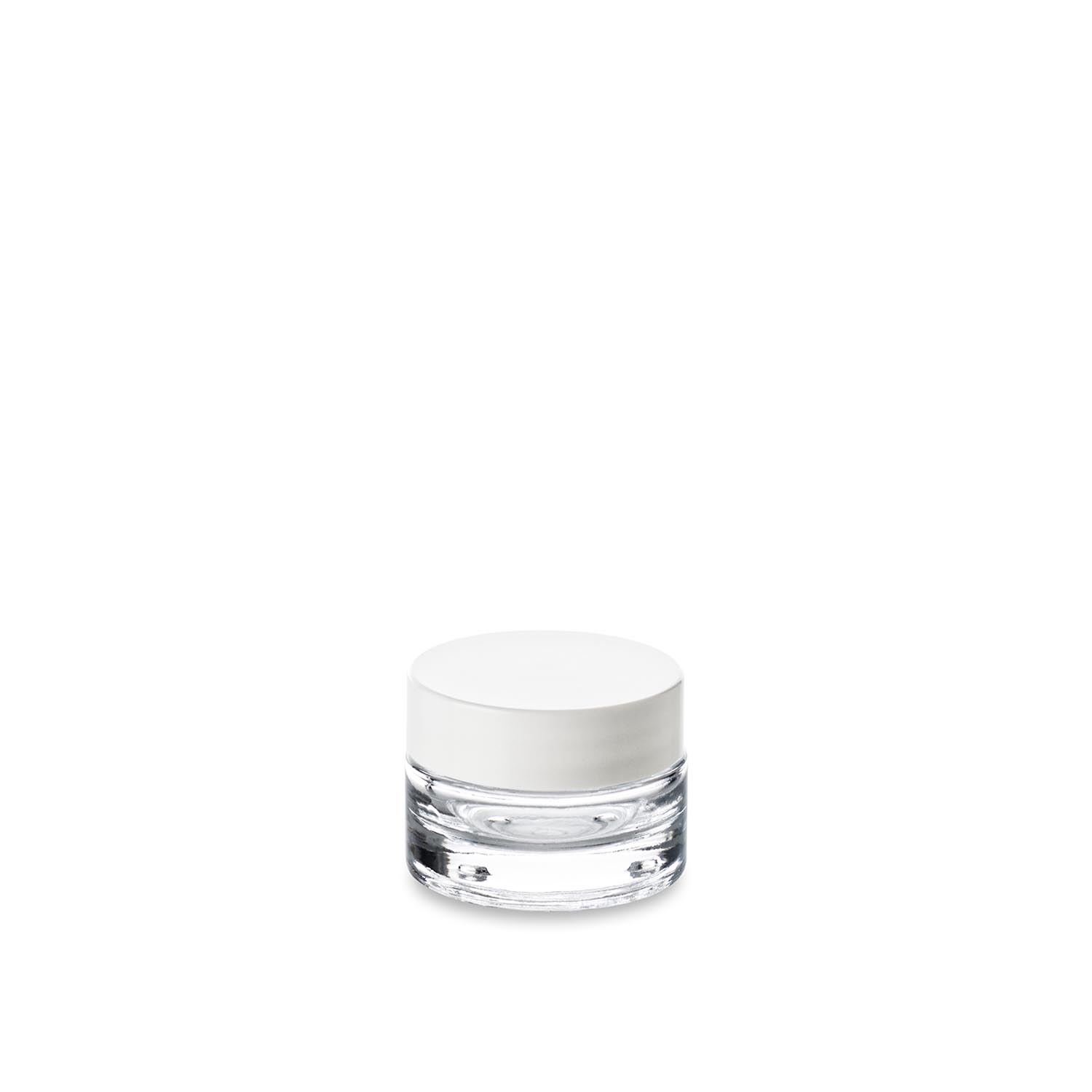 08.2_pot-cla15_co-thb40_pot_verre_15ml_et_couvercle_thermodur_bas_40_400_-_E White thermoset lid fits Classic 15 ml GCMI 41/400
