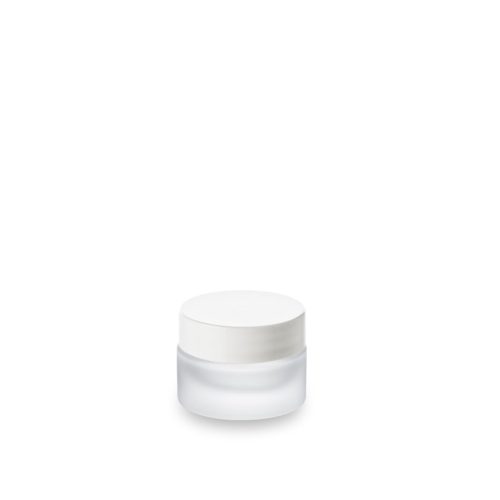 15 ml frosted jar GCMI 41/400 or cosmetic sample with white lid
