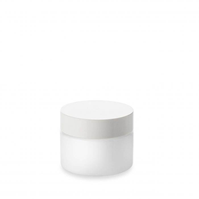 Opale glass jar 50 ml from Embalforme and its white lid