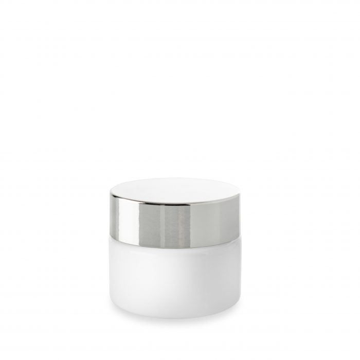 Opale glass jar 50 ml from Embalforme and its glossy metal lid