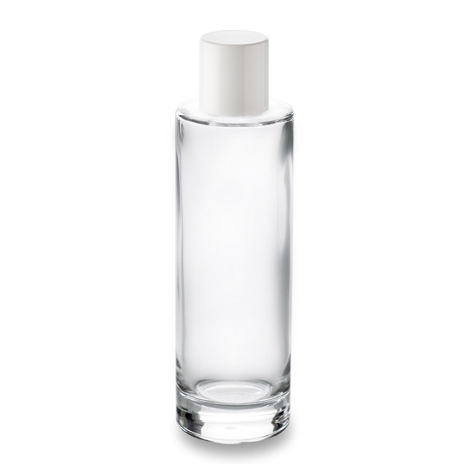14.1_fla-pre150_bou-th24_-_flacon_verre_épais_150_ml_et_bouchon_Thermodur_ A 150 ml Premium bottle with a white cap