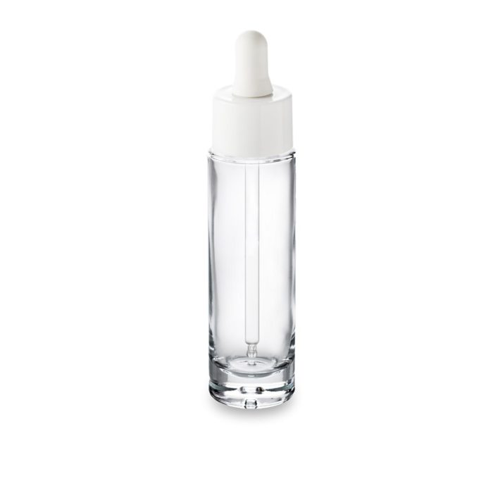 50 ml Premium glass bottle with GCMI 24/410 ring and white dropper