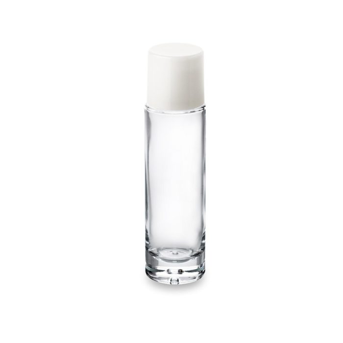 White cap on a 50 ml Premium glass cosmetic bottle