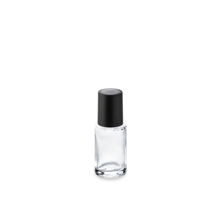 Sample or small size, the Aurore 15 ml bottle from Embalforme and its high black thermoset cap.