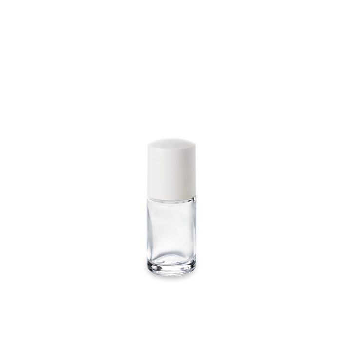 Sample or small format, the 15 ml glass bottle and its high white thermoset cap