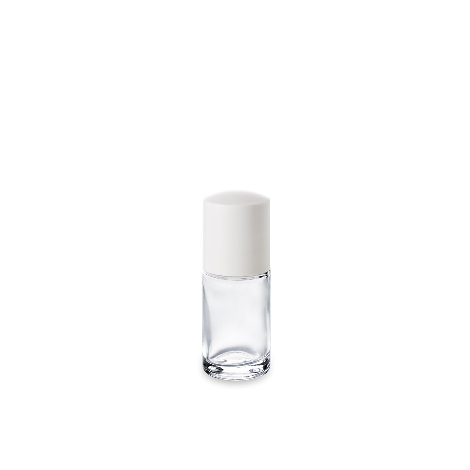 19.6_fla-aur15_bou-thb18_-_flacon_verre_15_ml_Aurore_et_bouchon_bas_Thermodu Sample or small format, the 15 ml glass bottle and its high white thermoset cap