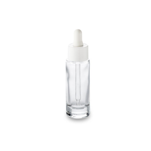 Le flacon 30 ml GCMI 18/415 et son compt-gouttes blanc col large pour un packaging petit format signé Embalforme.