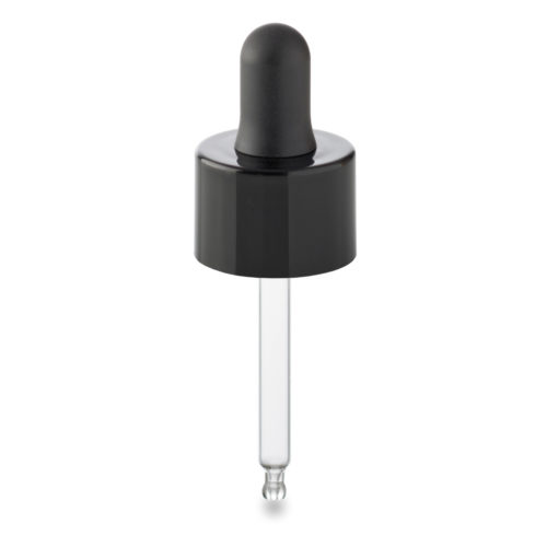 Black double-skirted polypropylene dropper with 18/415 ring
