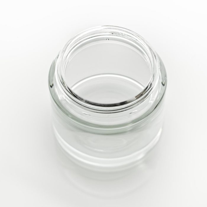 Cosmetic glass jar seen from above