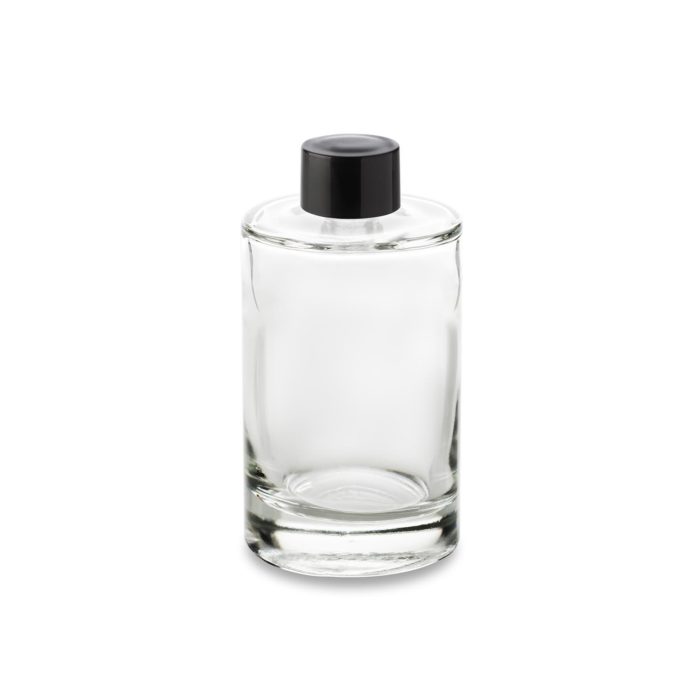 Flacon cosmétique en verre 100 ml Bulle bague GCMI 18/415 et son bouchon noir