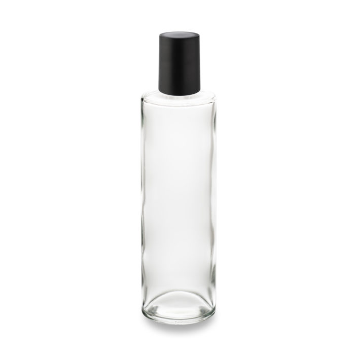 Orion 100 ml glass bottle with GCMI 18/415 ring and black top cap from Embalforme