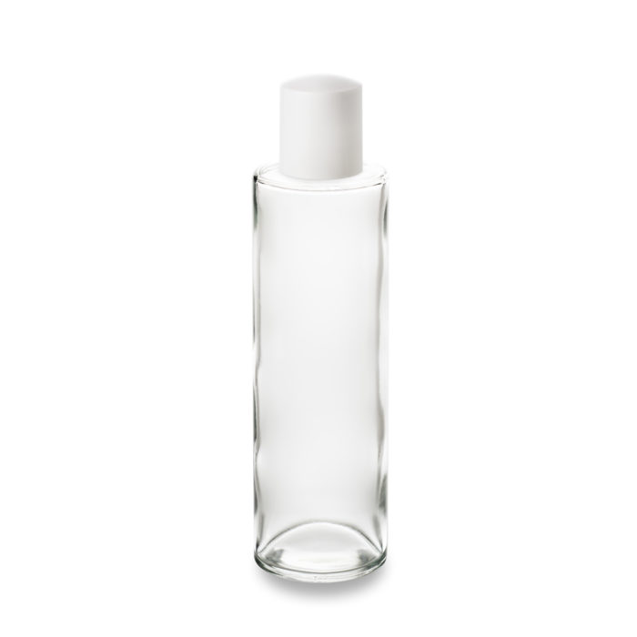 100 ml glass bottle with white high cap and GCMI 18/415 ring