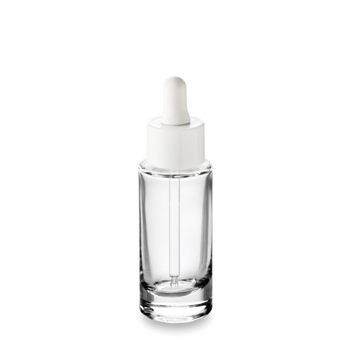30 ml glass bottle and white dropper