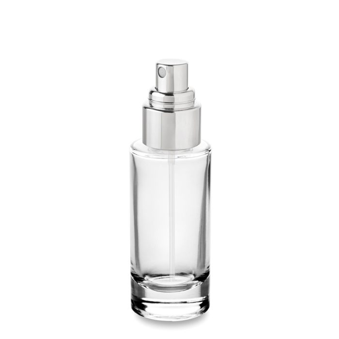 50 ml bottle GCMI 24/410 ring in recyclable glass with its metal capped spray pump