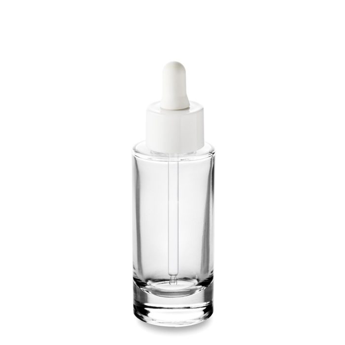 White dropper with 50 ml glass bottle GCMI 24/410 ring
