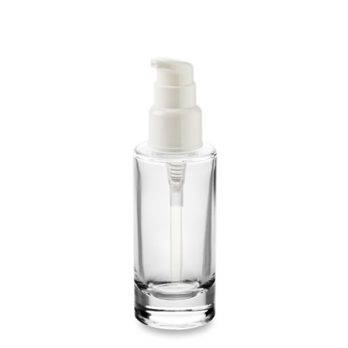 Atom bottle 50 ml glass packaging with a short nozzle pump