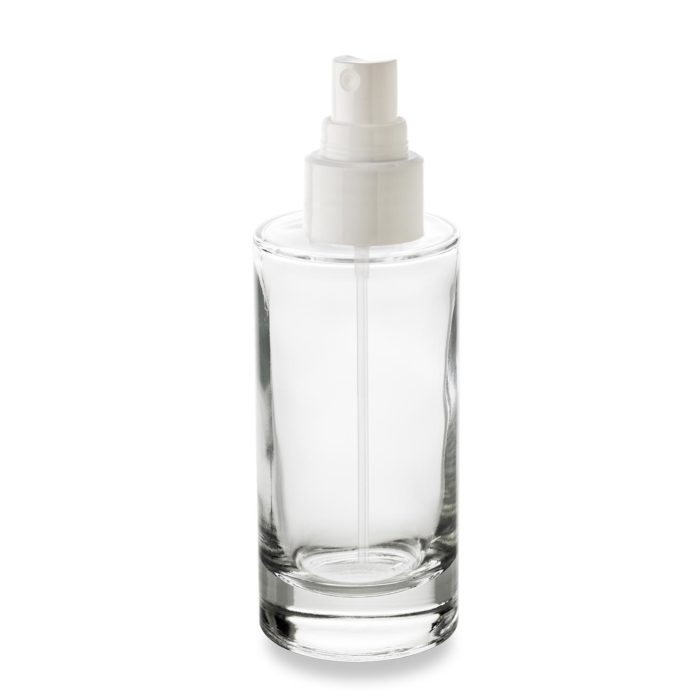 100 ml bottle of GCMI 24/410 ring in recyclable glass with spray pump