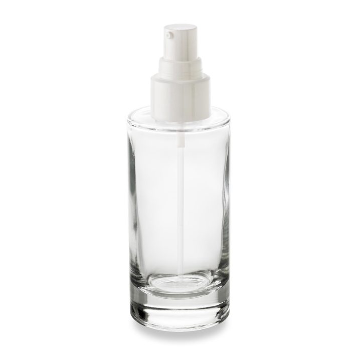 100 ml bottle GCMI 24/410 ring in recyclable glass with its cream pump nozzle