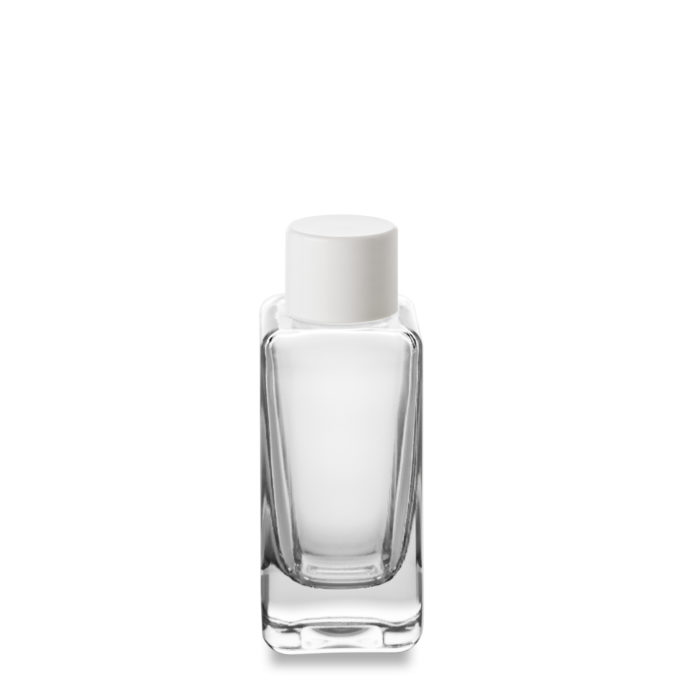 Le flacon cosmétique Atome 30 ml et son bouchon blanc pour un packaging en verre recyclable d'Embalforme