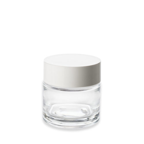 PCR Premium glass jar 100 ml ring 60/400 with white lid