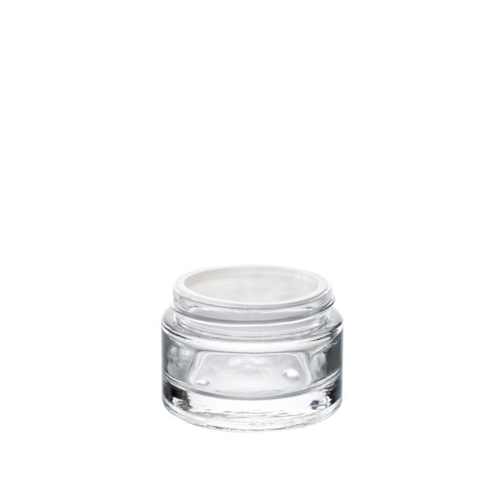Lid without grip tab on a 50 ml glass cosmetic jar