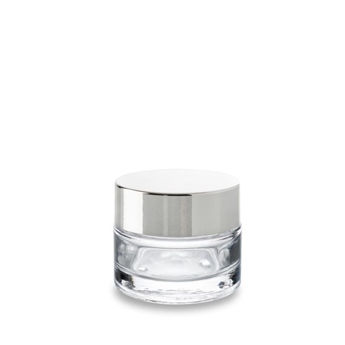 Glossy metal lid and 50 ml glass jar GCMI 58/400