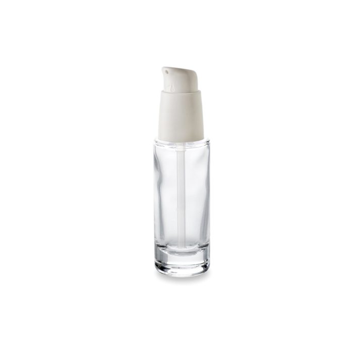 30 ml glass cosmetic bottle GCMI 18/415 and its ergonomic pump