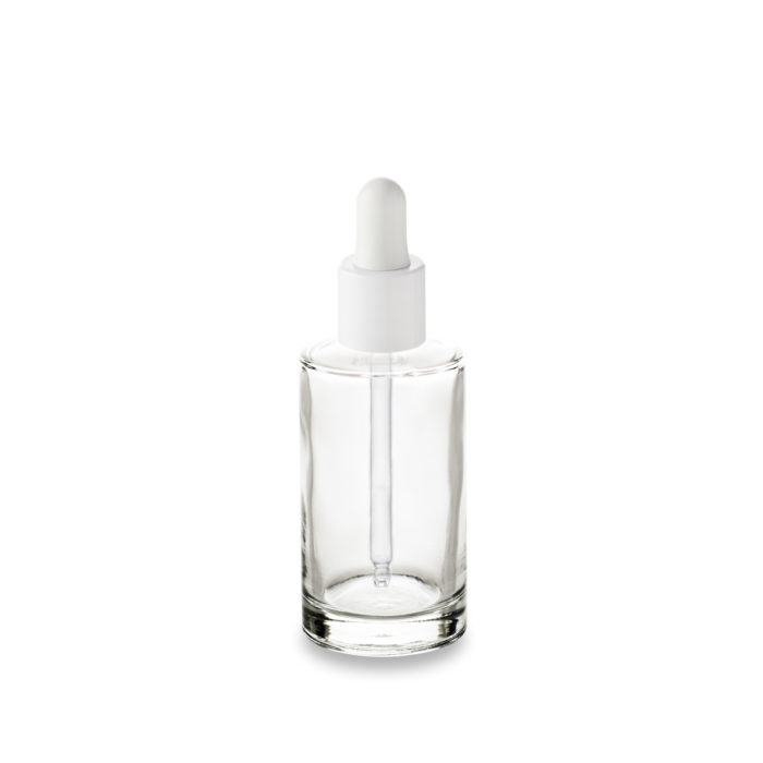White dropper to dispense your oils and serums with the 50 ml glass Orion bottle, ring GCMI 18/415