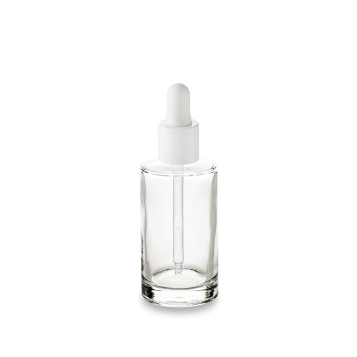 White dropper to dispense your oils and serums with the 50 ml glass bottle, ring GCMI 18/415