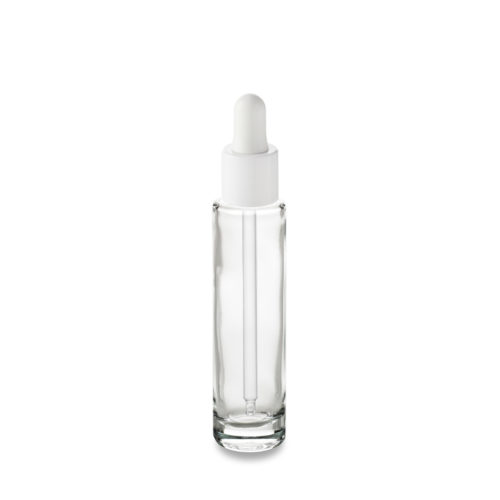 The Comète 30 ml GCMI 18/415 bottle and its white dropper for a classy packaging by Embalforme.