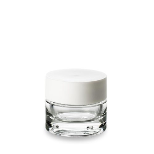 Premium cosmetic jar 50 ml ring 60/400 in PCR glass with white lid