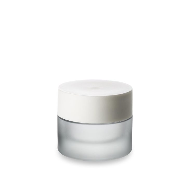 Luxury frosted PCR glass jar with white lid