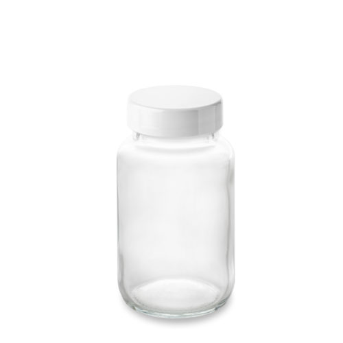 100 ml glass pillbox with white urea lid