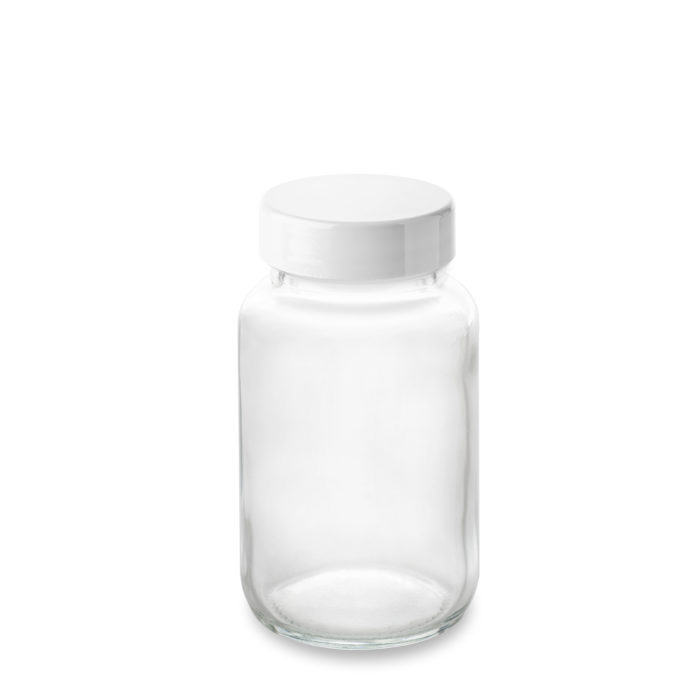 100 ml glass pillbox with white urea lid