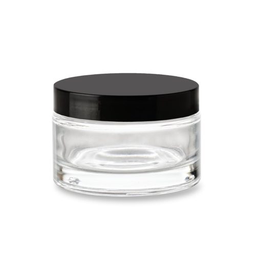 200 ml jar with thick bottom, high quality with black lid 89/400