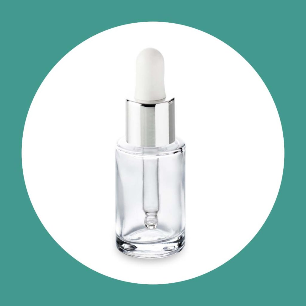 15 ml glass cosmetic bottle with metal dropper