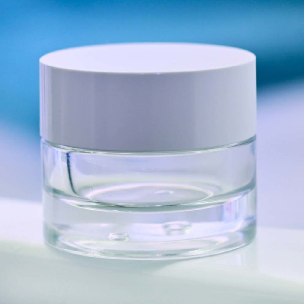 Cosmetic jar pure pressed glass PCR 50 ml premium packaging