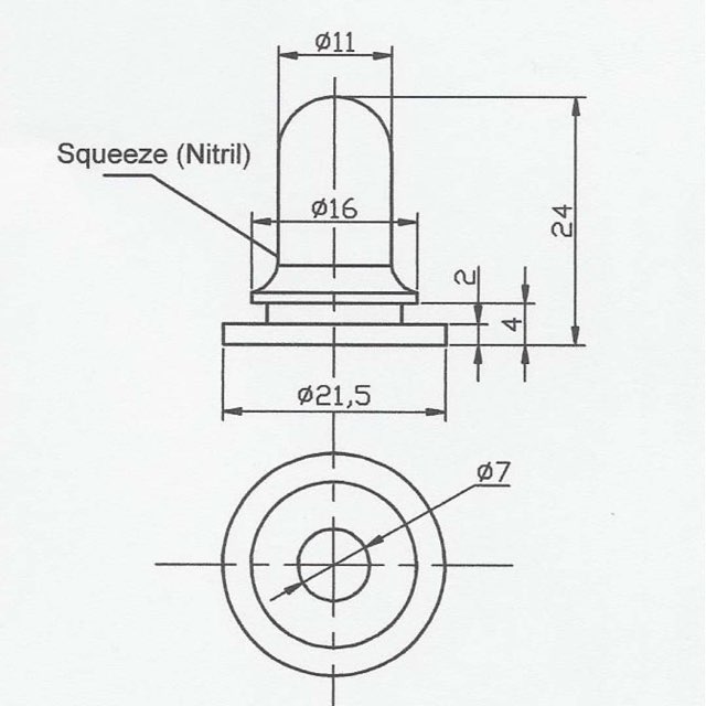 A drawing of the industrial process of a pump for glass cosmetic bottles
