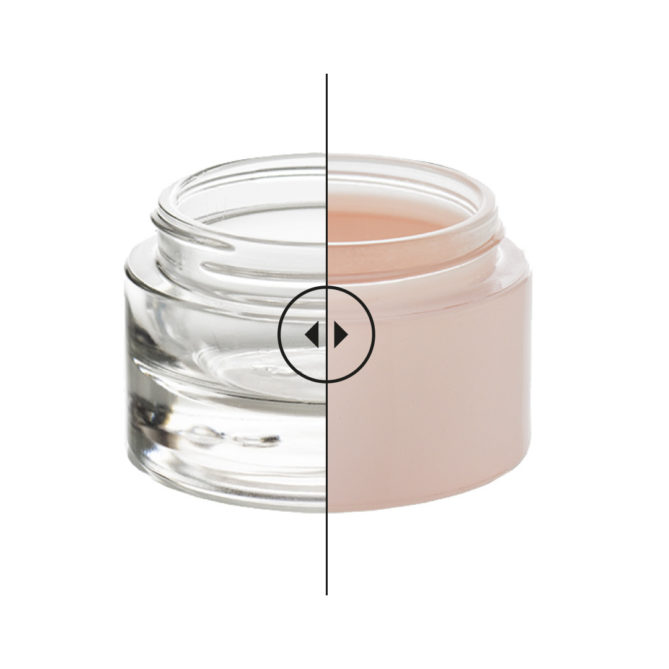 transparent and lacquered pink glass jar
