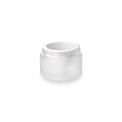 Frosted pot and white biosourced refill 30 ml